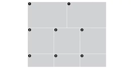 1 = 60x40, 2 = 40x40, 3 = 20x40 cm