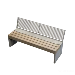 Lavica s dreveným sedákom a kovovým operadlom 160x61,5x80 cm