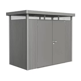 Plechový Záhradný Domček HighLine® H1 2-krídlový kremeňovosivá-metalická