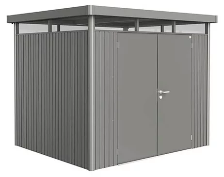 Plechový Záhradný Domček HighLine® s dvojkrídlovými dverami H3 kremeňovosivá-metalická