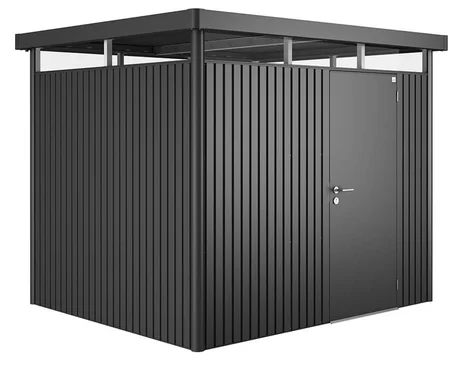 Plechový Záhradný Domček HighLine® so štandardnými dverami H3 tmavosivá-metalická