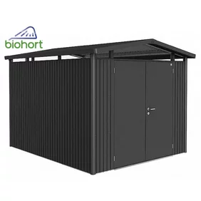 Plechový Záhradný Domček Panorama® s dvojkrídlovými dverami P5 tmavosivá-metalická