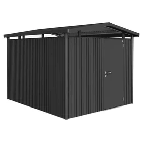 Plechový Záhradný Domček Panorama® so štandardnými dverami P5 tmavosivá-metalická