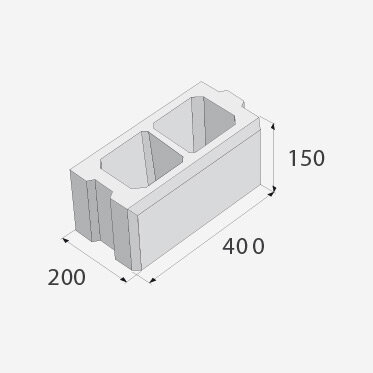 SIMPLE BLOCK tvarovka priebežná celá HX 1/20/AF hladký sivý