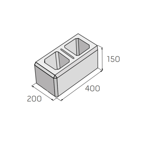 SIMPLE BLOCK tvarovka stĺpiková HX 4/20/AF hladký bielosivý