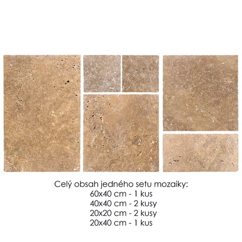 Travertín antik ATR57 mozaika GRANDE 3 cm dlažba