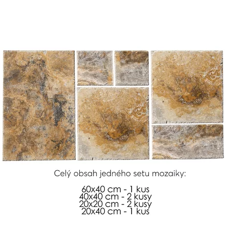 Travertín brúsený povrch TR98 mozaika WAVE 1,2 cm dlažba alebo obklad