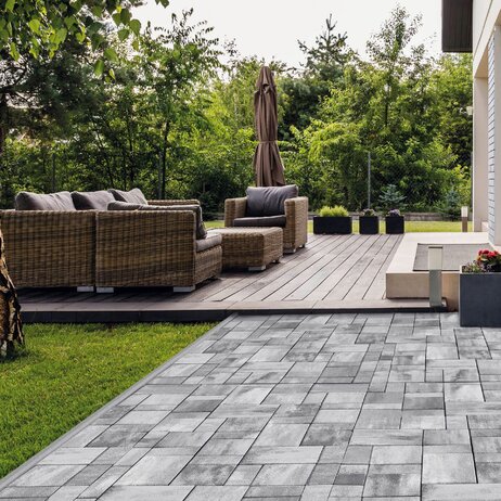Zámkova Dlažba RETTANGO® kombi sivo-grafitová melírovaná
